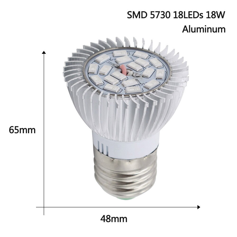 1 Pcs Volledige Spectrum E27 Led Grow Light 5W 6W 12W 15W 18W 25W smd 5730 2835 Led Spot Lamp Voor Greenhouse Bloeiende Planten: 18W 5730SMD