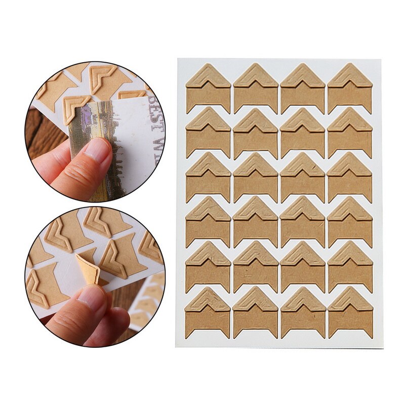 24 pièces Vintage Photo coin Scrapbook papier Photo cadre Photo décoration Scrapbooking bricolage carte postale coin protecteur: B