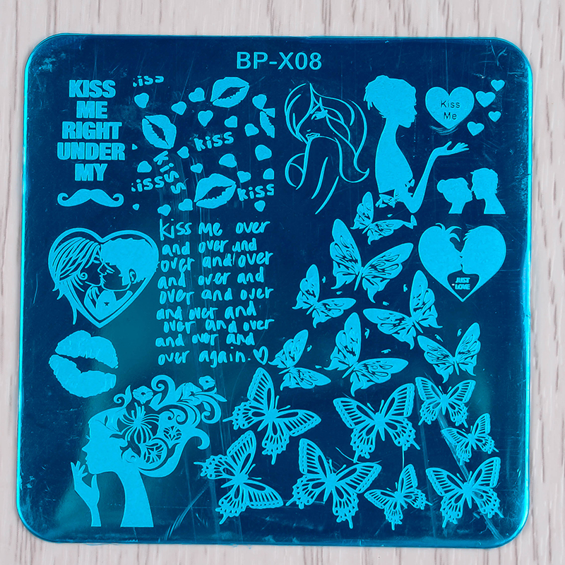 Zoenen Nail Art Stamp Template Platen GEBOREN PRETTY Nail Stempelen Platen 6*6cm Vierkante Afbeelding voor DIY BP-X08