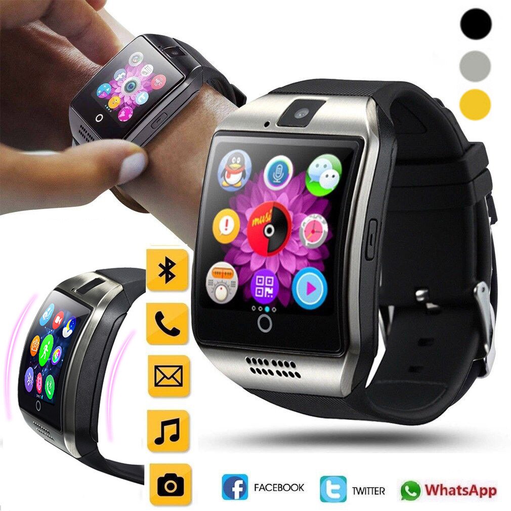 Q18 Bluetooth Smart Camera Horloge Gsm Camera Pluggable Tf Kaart Telefoon Horloge Voor Android En Iphone Compatibel Smart Armband