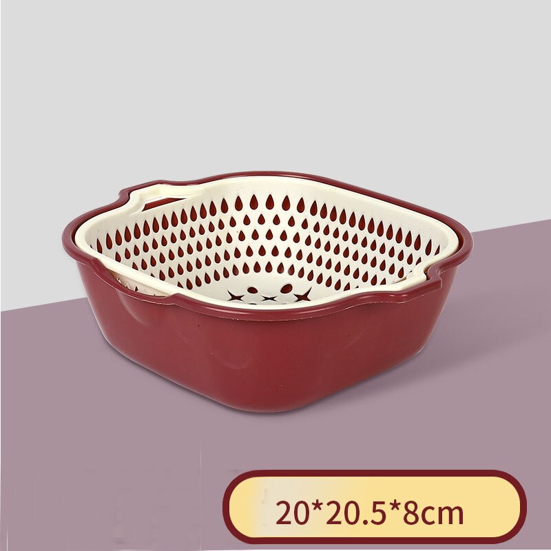 Cestello di scarico doppio da cucina colino di lavaggio per frutta e verdura cestello di stoccaggio in plastica colino di pulizia: M2