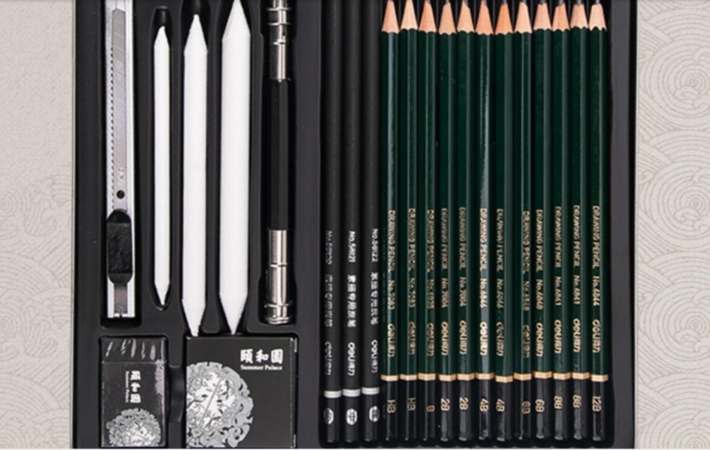 22pc/set Sketch Pencil Set Wood Charcoal pencil Student Art Sketch Painting Supply for adult Draw graphic pencil set tin box