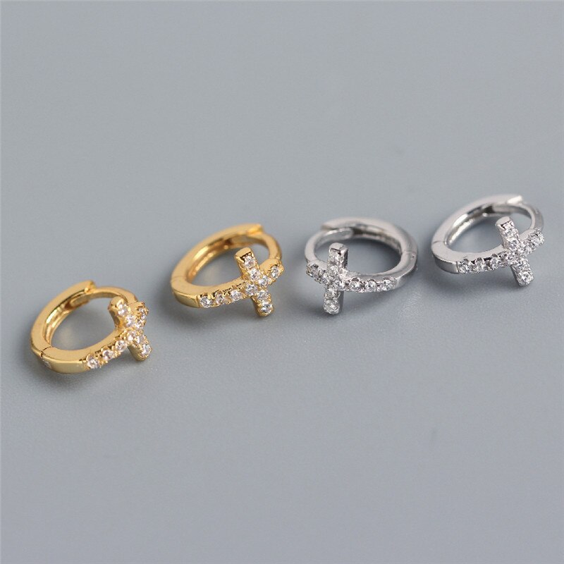 Ying Vahine 100% Plata de Ley 925 CZ, pendientes de Cruz para mujer
