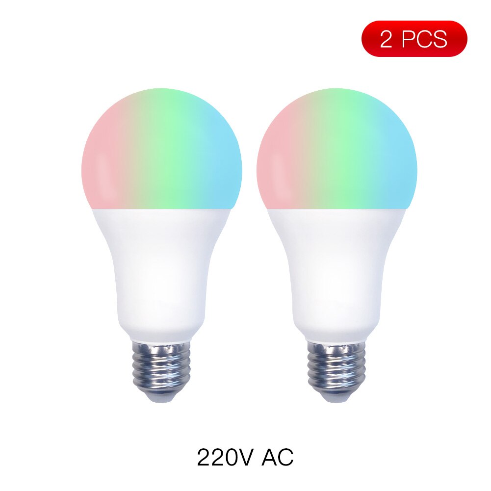 Smarte led-lampe mit wlan, dimmbar, 14w rgb-farben (farbwechsel),  e27 2700k-6500k farben-blenden, steuerung per tuya-app, kompatibel mit alexa und google assistant.: 2 stück 220v