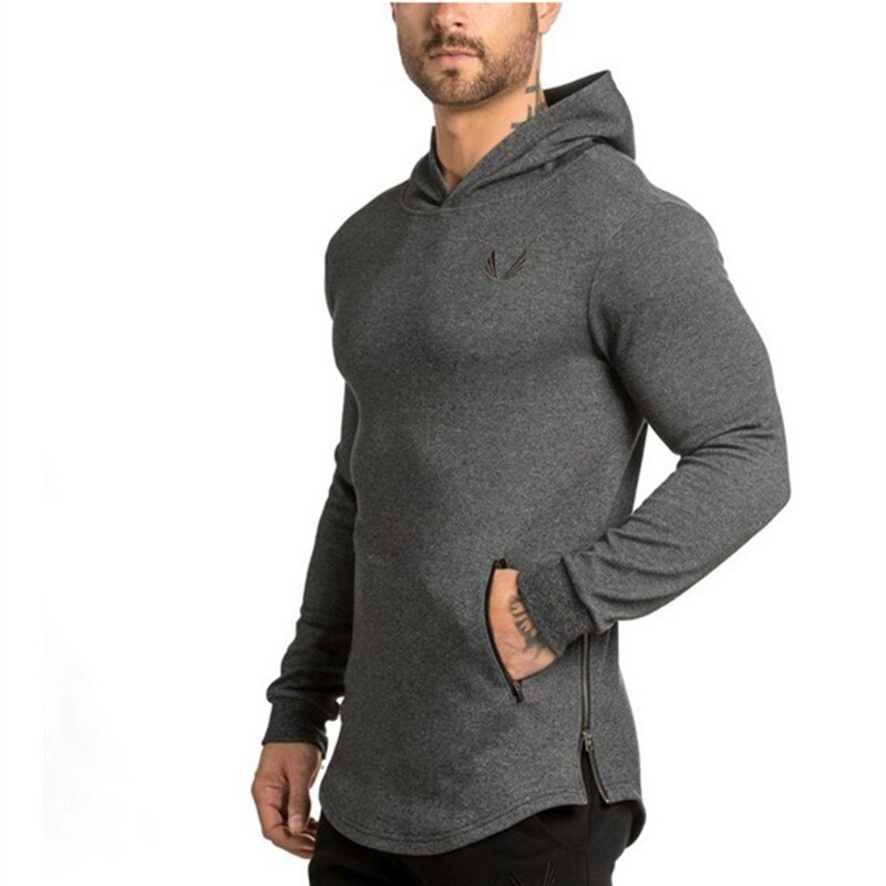 Mens Running Jackets Outdoor Sports Hoodies Jogging Hooded Hoody Sportswear Gym Tight Training Sweatshirts Fitness Jackets: Gray / L