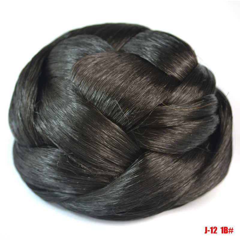Jeedou trançado chignon cabelo sintético multi-camadas tranças almofada de pão de cabelo 10*6cm 60g redondo penteado elegante vintage updos: J12-1B