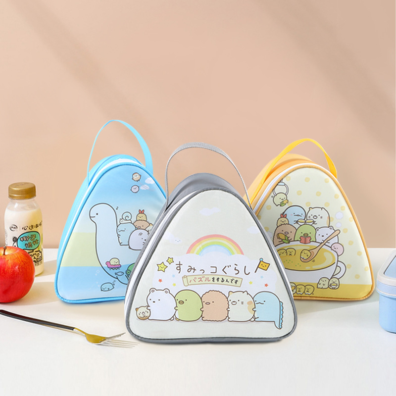 Breakfast Insulation Thermal Bag Small Triangular Rice Ball Lunch Box Bags Cute Portable Food Bento Fresh Pouch for Women Kids