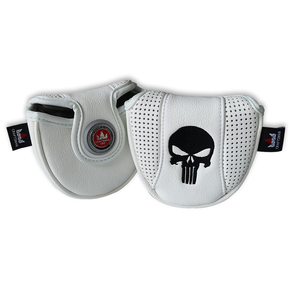 Craftsman Golf Mallet Cover Headcover Magnetic with golf ball marker metal White Skull Limited Edition