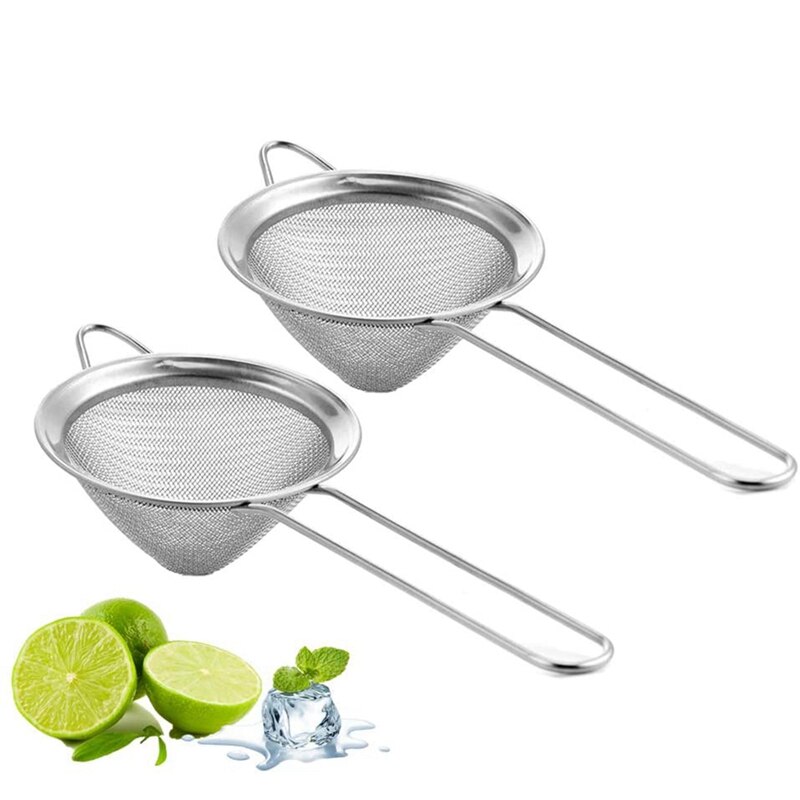 Fine Mesh Strainer for Bar -Stainless Steel Conical Strainer for Cocktail Drink Bar Strainers Bartender Bar Tool, 2 Pcs: Default Title