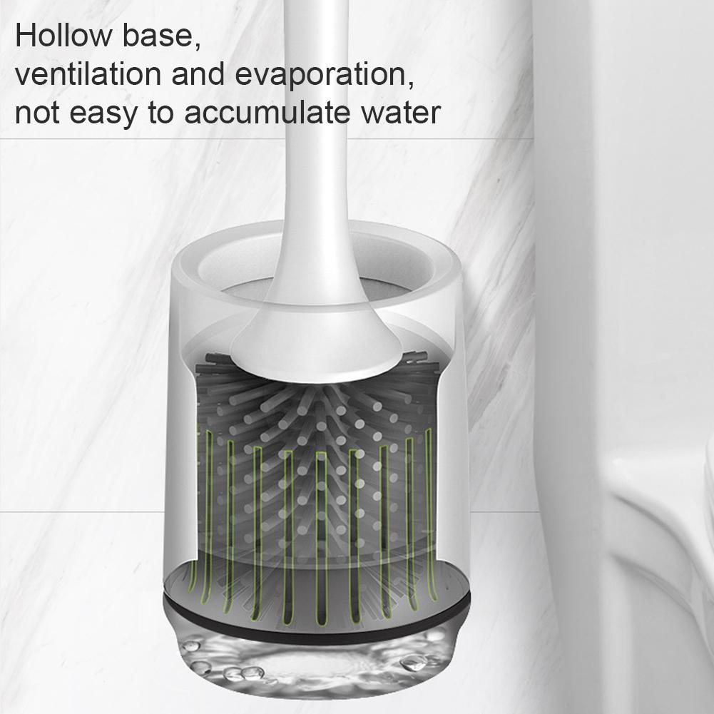 Toalettbørste i silikon med myk børste, toalettbørste på badet og holdersett, konstruert av slitesterk termoplastisk gummi