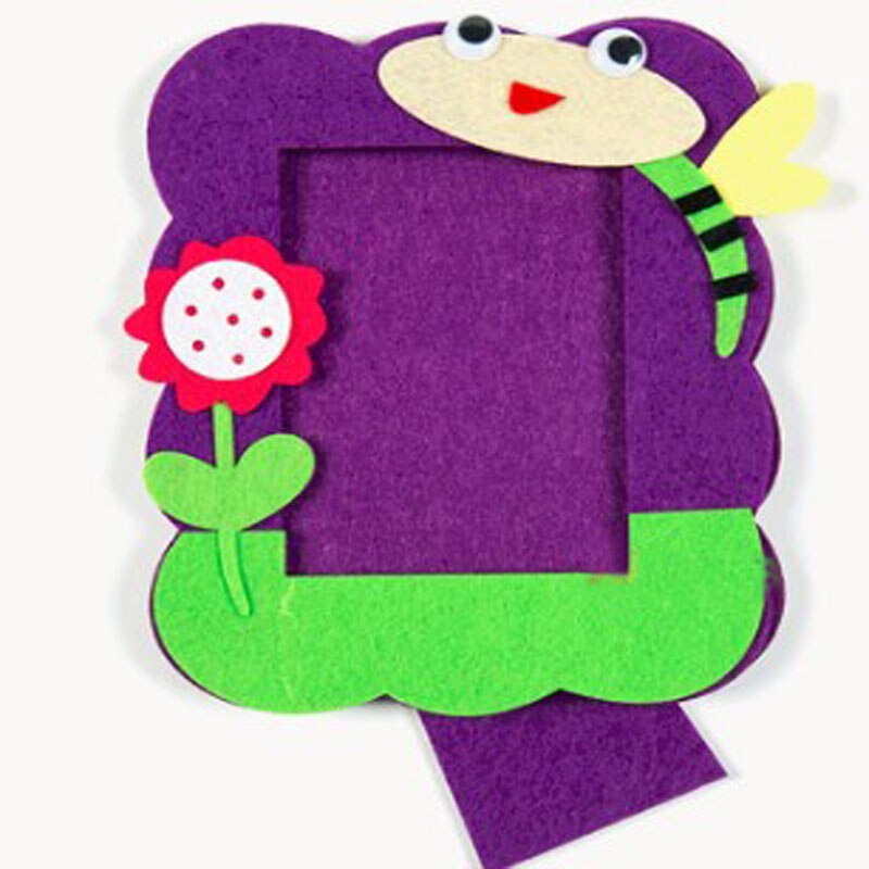 Marco de fotos para niños, paquete de fieltro hecho a mano, no tejido, decoración artesanal, paquete de fieltro, 16x13cm, 5 unidades a elegir: purple