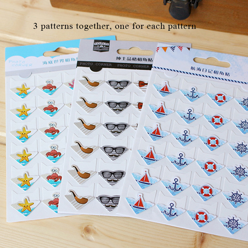 24 Pcs/Lot DIY Ocean Series Cute Paper Stickers For Photo Albums Excellent Handwork Frame Decoration Paper For Scrapbooking Set: Dark Grey