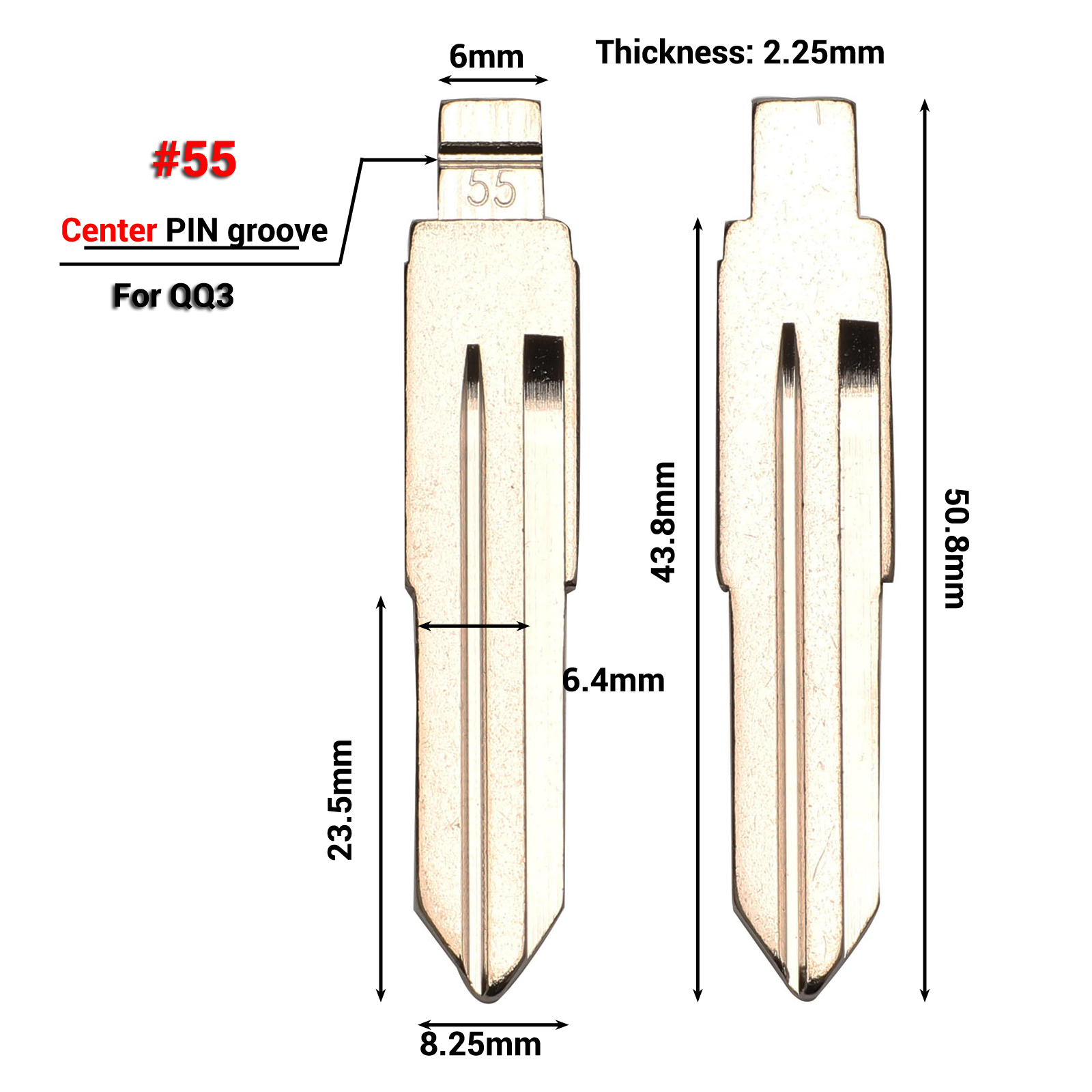 jingyuqin Flip KD key Blank for CHERY A3 A5 FULWIN TIGGO E5 A1 COWIN EASTER QQ3 QQ6 A21 S21 43 44 51 55 59 63 78 84 154 blade: No.55 QQ3