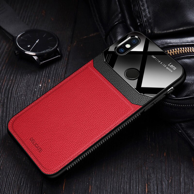 IK coque, cover, case, voor Xiao mi mi max 3 2 Max3 Max2 Op Leer Mi rror glas siliconen shockproof Telefoon Luxe zachte Leuke gevallen: For Xiaomi Max 2 / Red