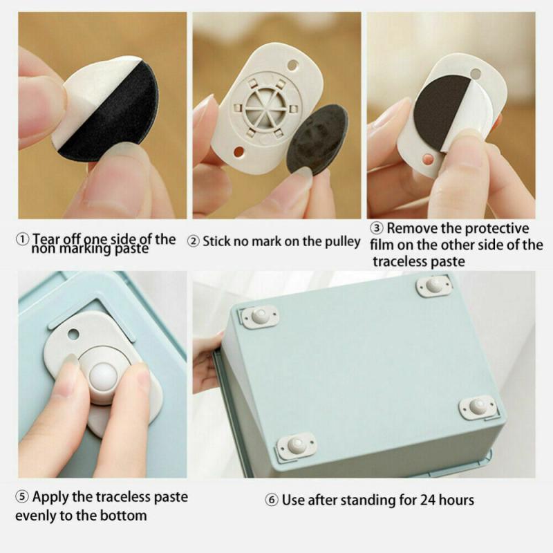 4Stck Klebstoff Rollen Rolle Rollen Rad Kasten Skateboard Oder Schrank Schublade Lagerung Kasten Mülleimer Kleine Möbel Hardware- Werkzeuge