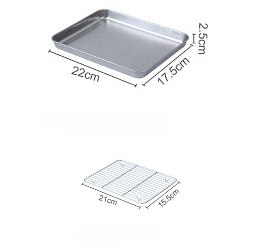 Roestvrijstalen bakplaat Lade met olieafvoer Mesh Grill Afvoer Taart Bakken Vierhoek Mesh Tray Koken Bakken Barbecue Gereedschap: Light Grey