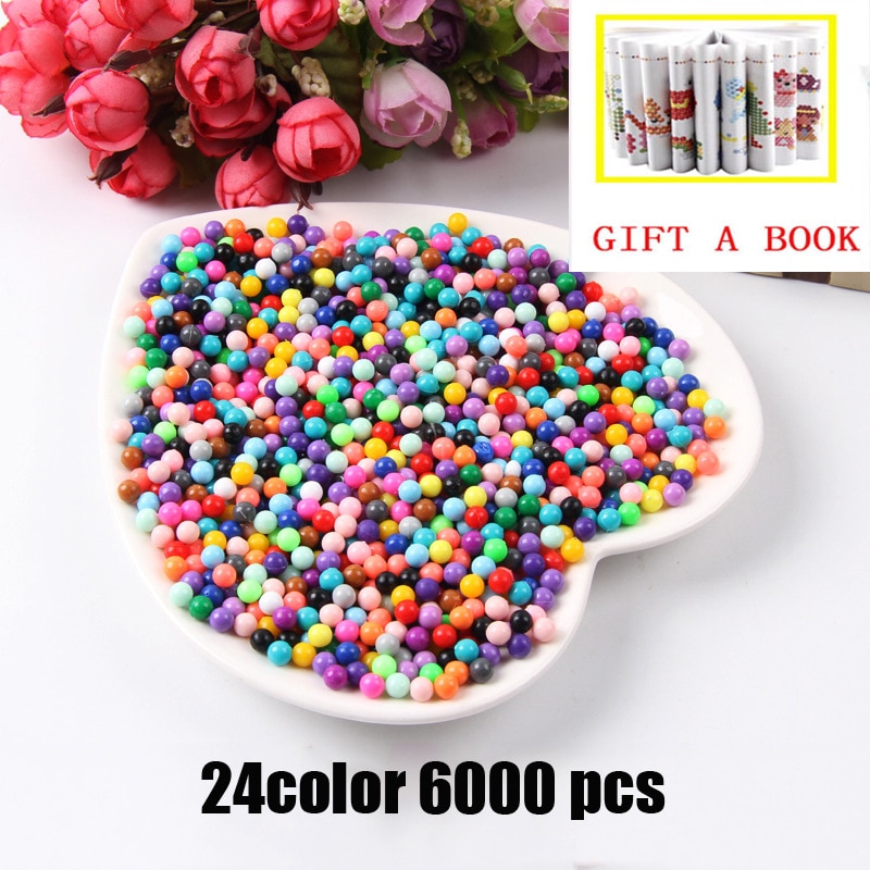 Perline Set di Giochi con la Palla 3D Fatti A Mano Giocattoli Magici per I Bambini 6000pcs 24 Colori Ricarica Perline Di Cristallo di Puzzle FAI DA TE di Acqua A spruzzo