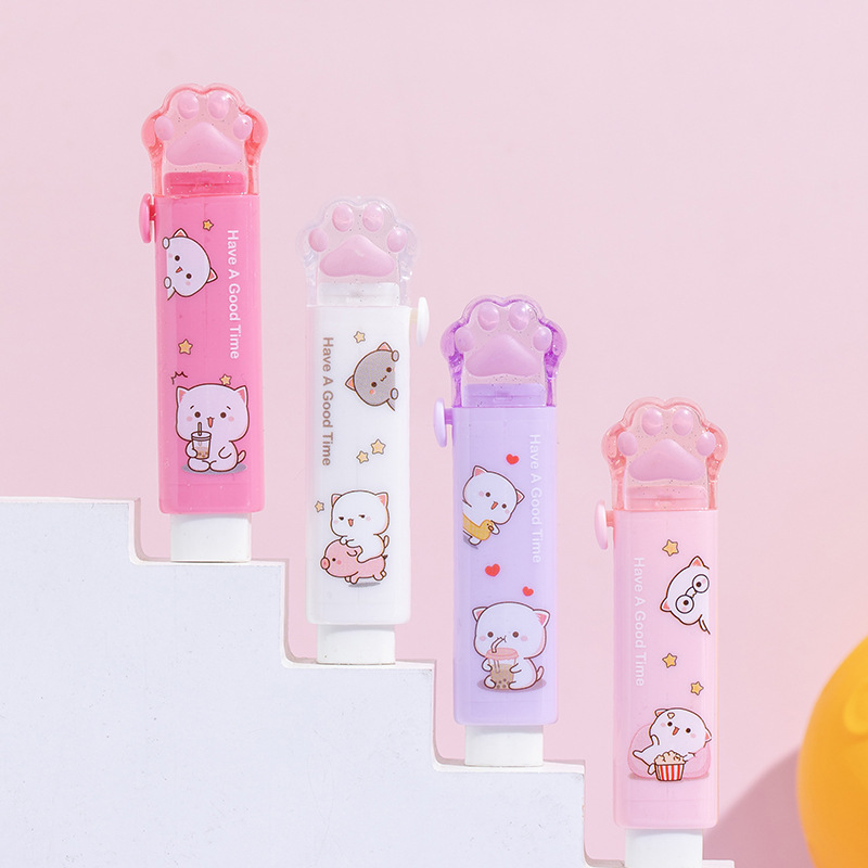 Gomme Portable Kawaii, propre sans miettes, chat, papeterie Kawaii, fournitures scolaires pour enfants