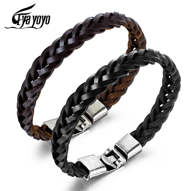 EyeYoYo 210mm sans fil tissage cuir corde Bracelet