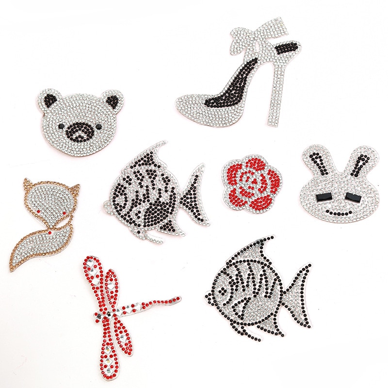 1pcs Animale fiori strass Patch Per accessori di Abbigliamento abbigliamento diamante scintillante Ropa Parches Trasferimento Patch