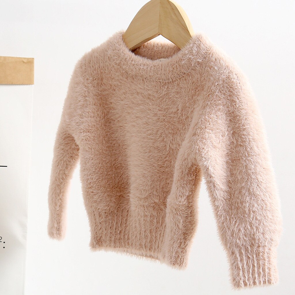 Enfant en bas âge pull enfants bébé garçons fille décontracté solide hiver à manches longues pull haut col en o Polyester enfants vêtements