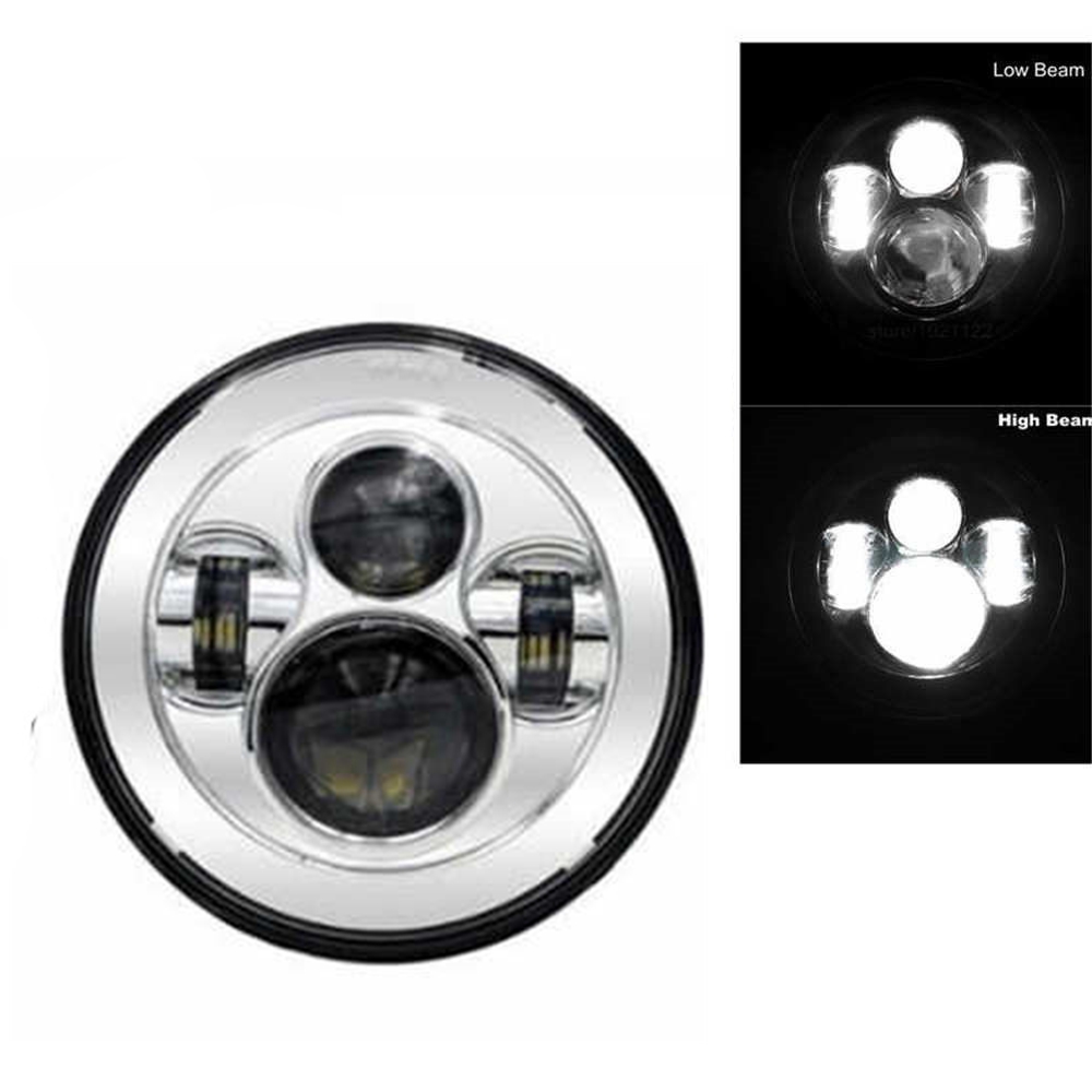 Faro LED de 7 pulgadas para motocicleta, alto y bajo de haz lámpara de luz, H4: Verde militar