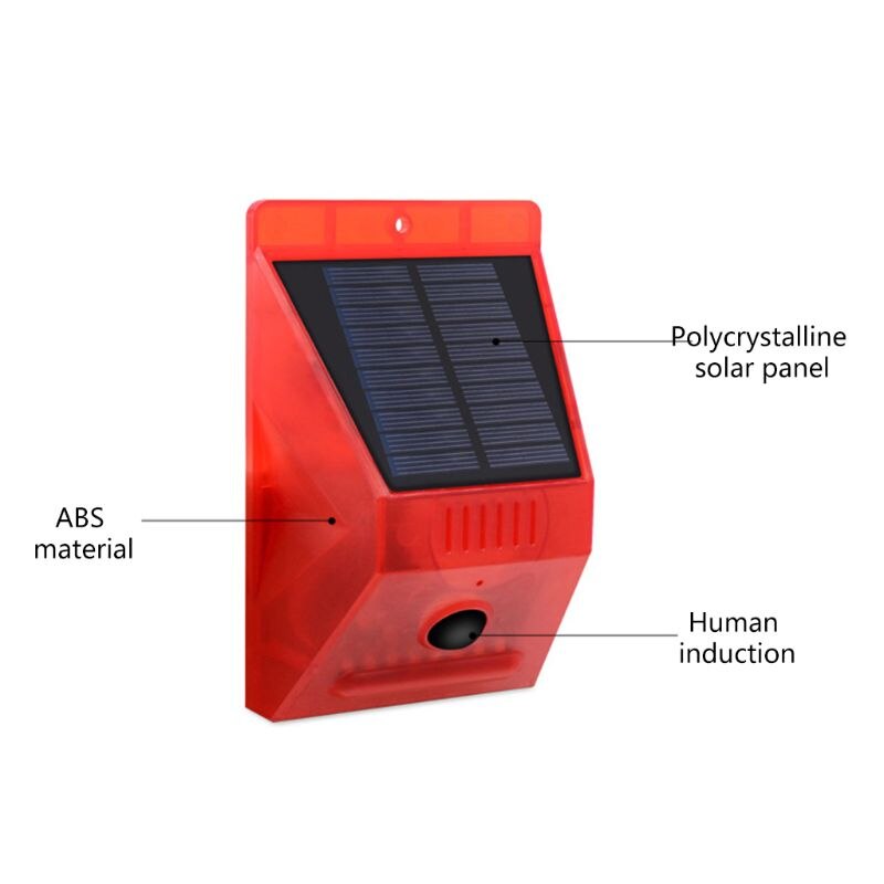 Solar Strobe Light with Motion Detector Remote Controller Solar Alarm Lamp 129db Sound Security Siren Lights IP65 Waterproof