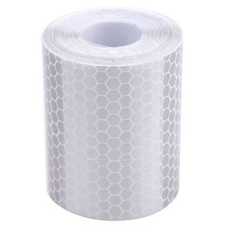 Cinta de advertencia reflectante para bicicleta, pegatina reflectante de 100cm X 5cm, Reflector de luz de advertencia: BLANCO