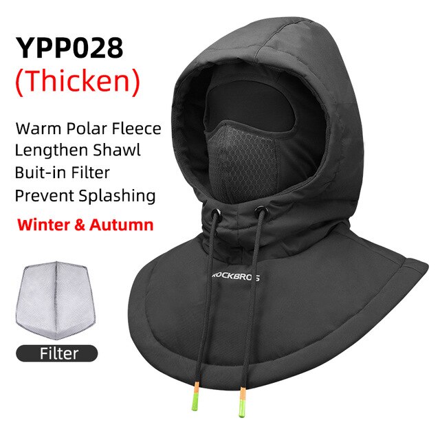 ROCKBROS-mascarilla de ciclismo para hombre y mujer, pasamontañas cálido a prueba de viento, máscara de lana de doble capa para motocicleta y Scooter, Invierno: YPP028