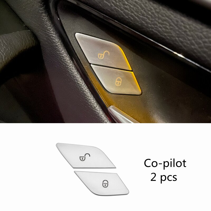 Car Door Lock Unlock Buttons Cover Stickers For Mercedes Benz C E class GLC W205 W213 X253 Vito W447 Car Accessories: Co-pilot 2pcs / Vito W447 2015-2021