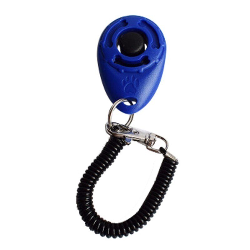 1PC Pet Cat Dog Training Clicker Plastic Dogs Click Trainer Aid Adjustable Wrist Strap Sound Key 4 Colors: Blue