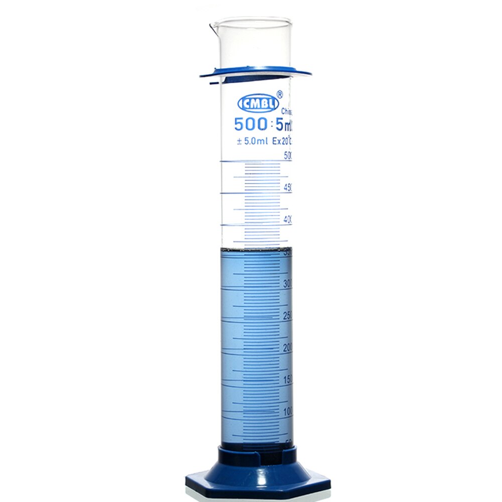 500mL Measuring Cylinder with Spout and Graduation with Plastic Heagon Base Laboratory Chemistry Equipment