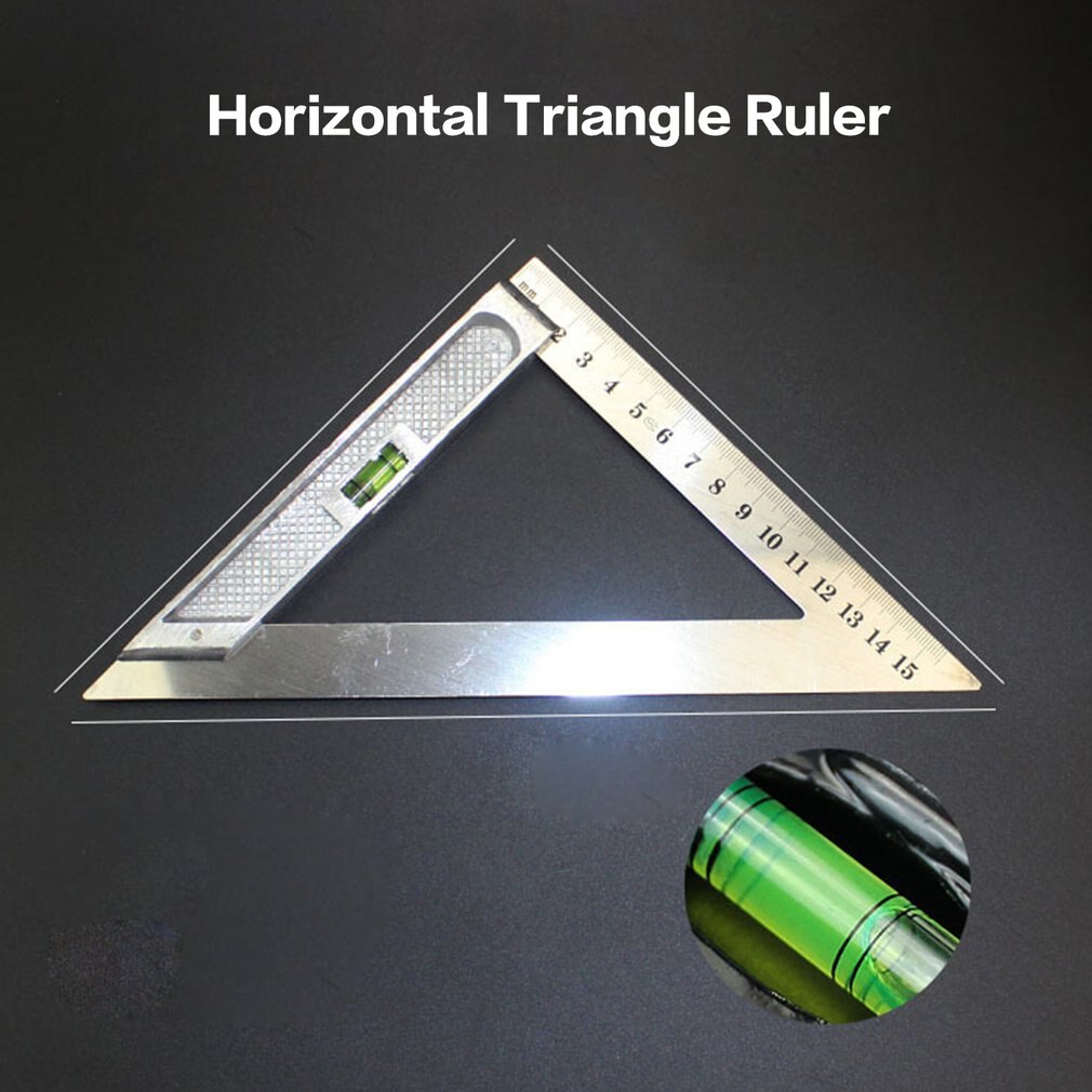 150MM Horizontal Triangle Ruler Triangular Measuring Ruler Triangle Angle Protractor Measuring Tool with Level Bubble