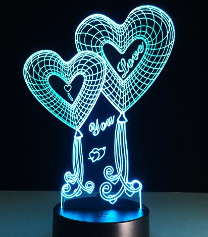 Valentinstag 3D Lampe LED-nachtlicht 7 Farben Tisch lampe Wohnkultur Birne berühren Sensor Luminarias für Frau: Liebe 7