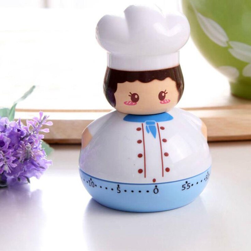 Muñeca de dibujos animados temporizador con forma de Animal Manager mecánica cuenta regresiva útil cocinar hornear ayudante de cocina accesorios de herramientas de cocina: Blue People