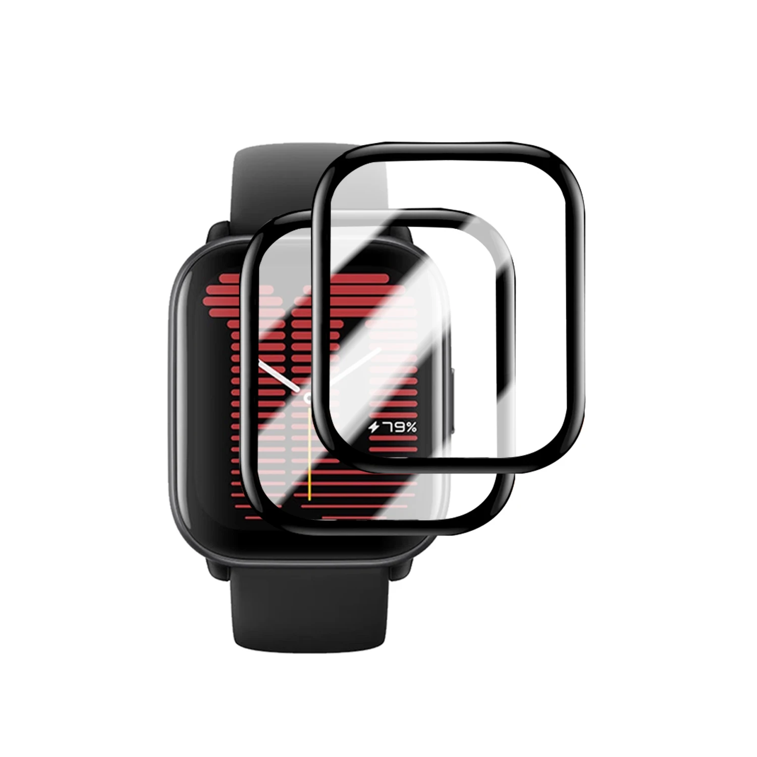 Flexibele schermbeschermer met volledige dekking voor Amazfit Active Anti-kras horlogeaccessoires voor Amazfit Active HD-beschermfolie: Kaki