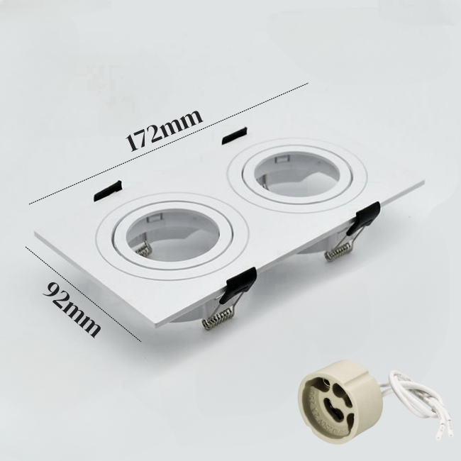 Ingebedde Vierkante LED Halogeen Lampvoet Houder GU10/MR16 Lamp Vervangbare Plastic Beugel Plafond Spotlight Montage Frame Fitting: Licht Groen / Black