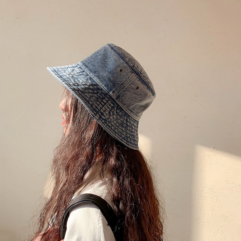 Harajuku vasket denim spand hat til kvinder mænd panama udendørs hip hop hætter vintage fisker hat street ware hat cap