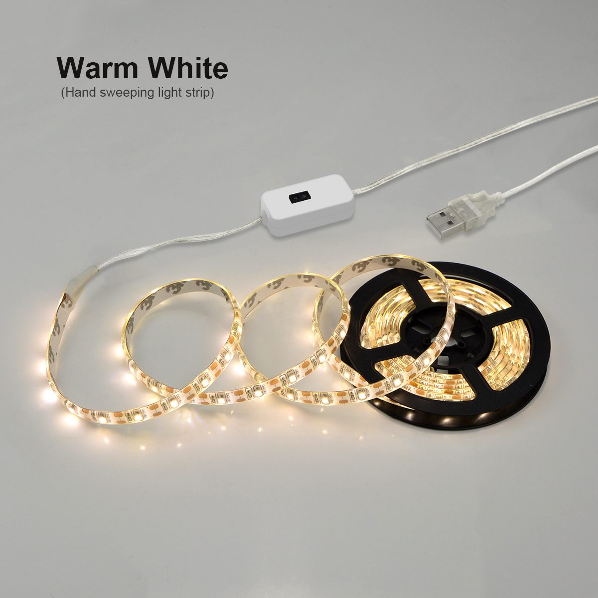 Waterdichte make-upspiegel licht Hand Sweep Bewegingssensor USB LED-verlichting voor uw kamer Make-up Lamp Tape Strip 5V luces para espejo: Warm White / 68 cm
