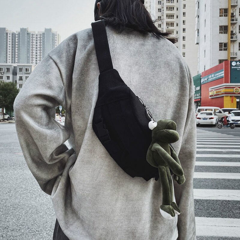 Canvas-bauchtaschen, gürteltaschen, umhängetaschen, freizeittaschen, schlichte harajuku-taschen, studentenhandtaschen, streetstyle, ulzzang, alltagstaschen