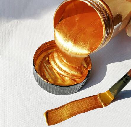 Pintura dorada de 100ml, pintura acrílica metálica, resistente al agua, no se decolora, pigmentos de grafiti para ropa de mano DIY: with brush gloves2