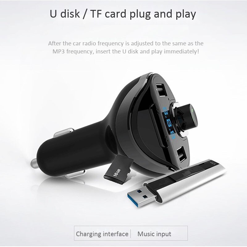 Auto Bluetooth 4.2 Fm-zender T20 Carkit Handsfree Ontvanger O Muziek Lcd Mp3 Speler Dual Usb Car Charger