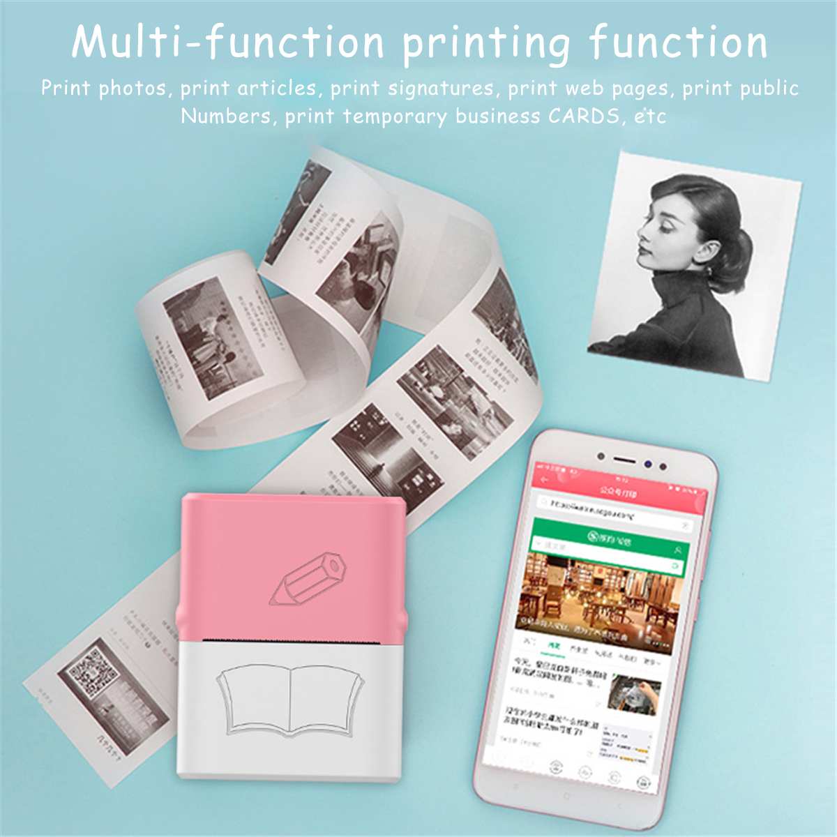 Mini Printer Draagbare Kantoor Voor Android Ios Draadloze Bluetooth Thermische Printer Voor Telefoon Foto Printer Office Mini Impresora