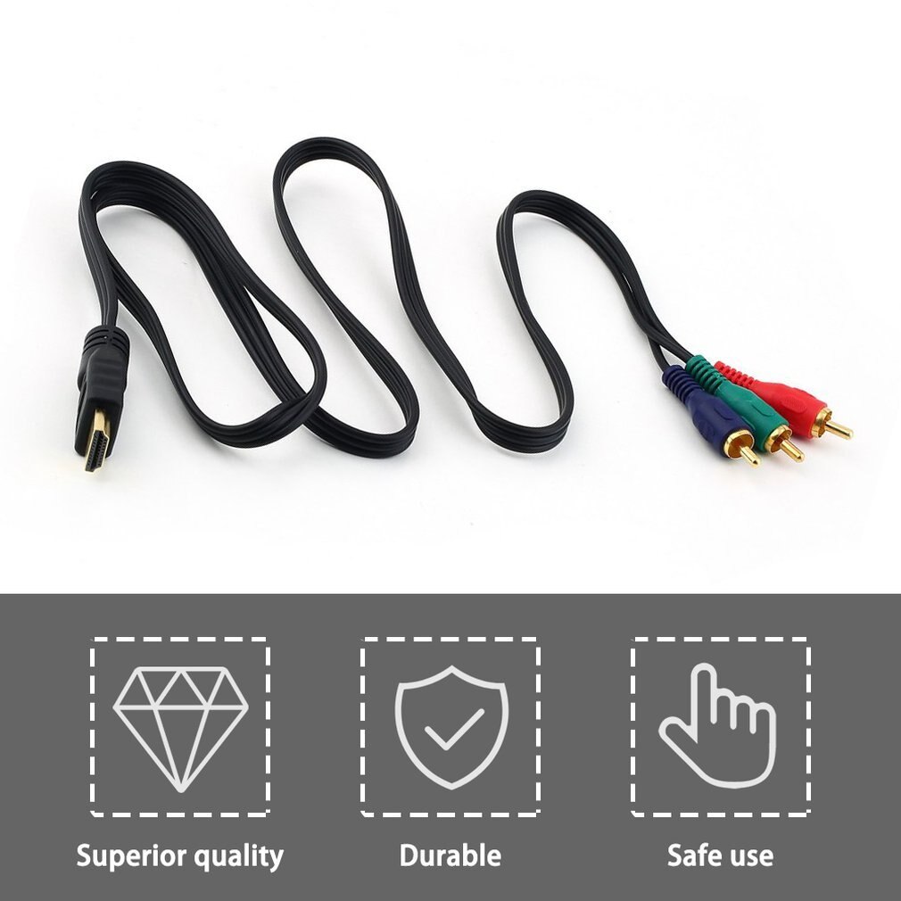 Mini Hdmi-Compatibel 3RCA Video Component Aansluitkabel Converteren Hub Cord Line Gold Connector Rca Polybag