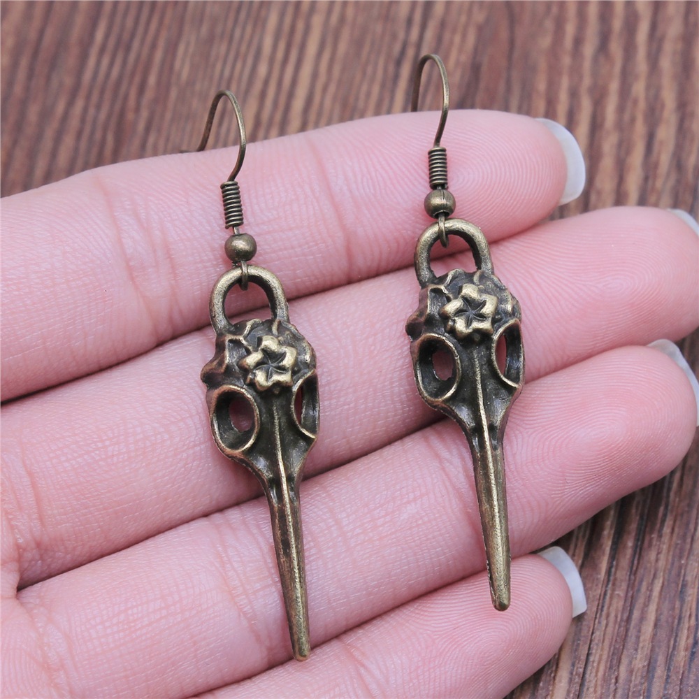 Pendientes de esqueleto de calavera de 20 estilos, de Halloween, pendientes colgantes Punk oscuros de estilo gótico para mujer, de , joyería: Rojo óxido