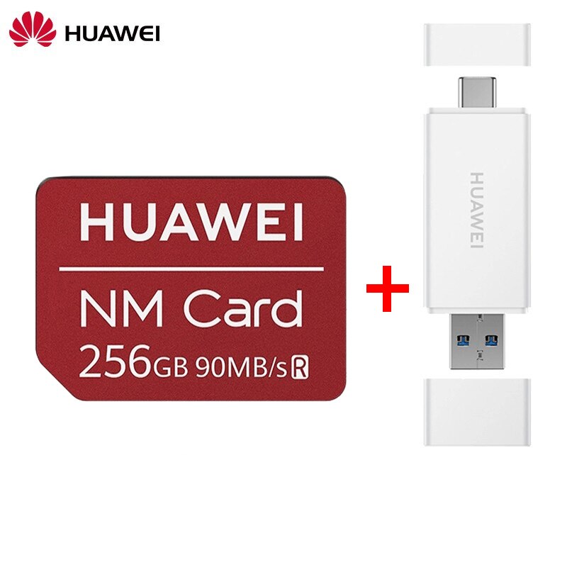 O cartão nano original do telefone móvel do cartão de memória de huawei nm com 2 em 1 leitor de cartão 64g 128g 256g capacidade do cartão de alta velocidade