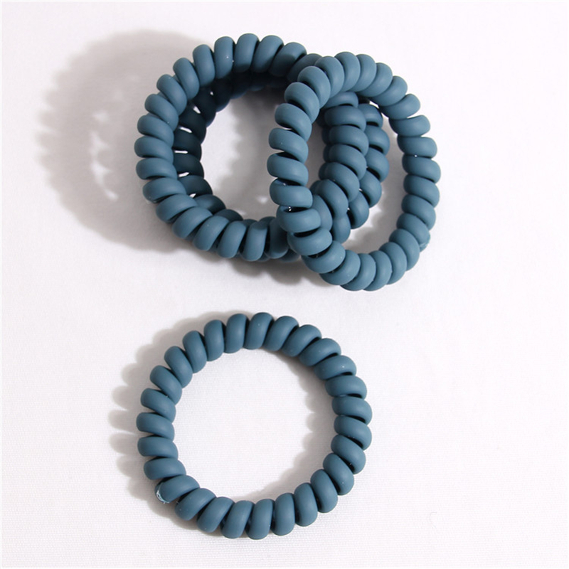 5/20PCS Frosted Colored Telephone Wire Elastic Hair Bands For Girls Headwear Ponytail Holder Rubber Bands Women Hair Accessories: Blue