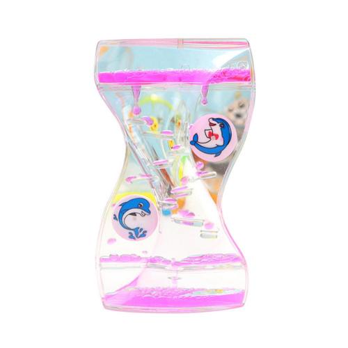 Moving Double Color Sand Hourglasses Floating Oil Liquid Visual Motion Timer Glass Acrylic Clock Home Decoration Desk Ornament: Pink