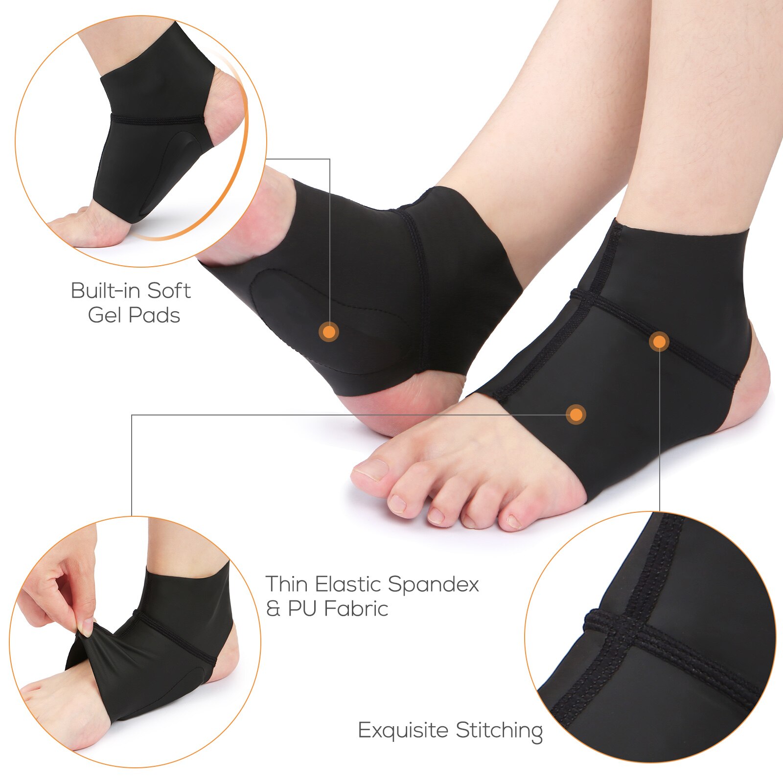 Calcetines planos de compresión con soporte para ARCO, protectores de tobillo con plantillas de Gel, cojín para aliviar el dolor en el arco del tobillo, 1 par