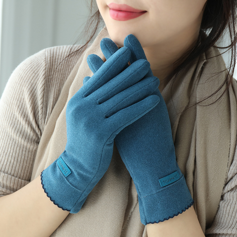 Grace Lady Gloves Women Winter Vintage Touch Screen Warm Windproof Cycling Driving Full Finger Glove Mittens G058